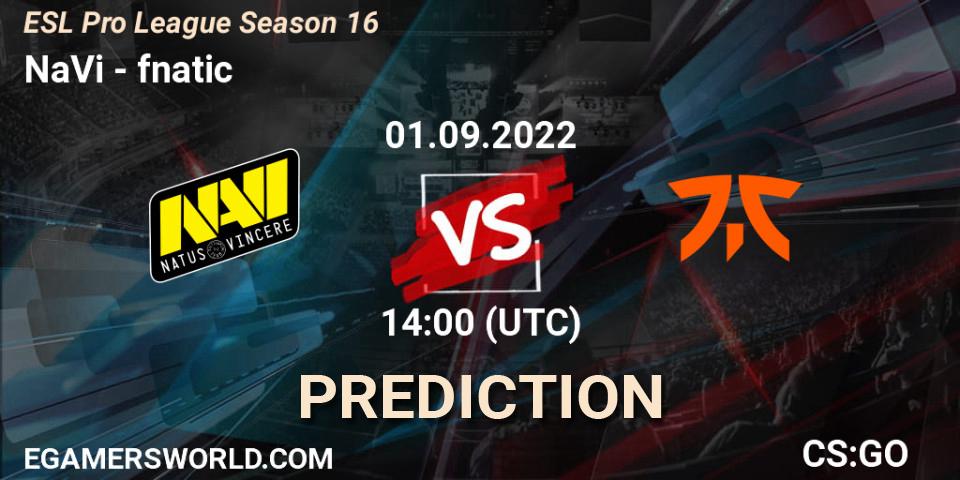 NaVi contre fnatic : prédiction de match. 01.09.22. CS2 (CS:GO), ESL Pro League Season 16