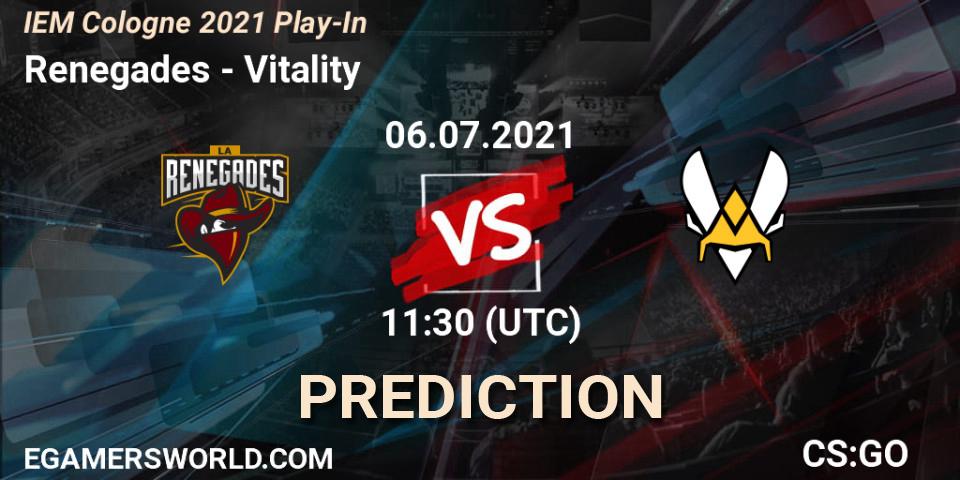 Renegades contre Vitality : prédiction de match. 06.07.21. CS2 (CS:GO), IEM Cologne 2021 Play-In