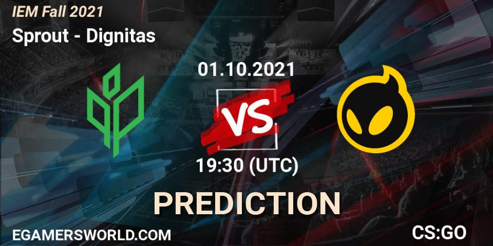Sprout contre Dignitas : prédiction de match. 01.10.2021 at 20:20. Counter-Strike (CS2), IEM Fall 2021: Europe RMR