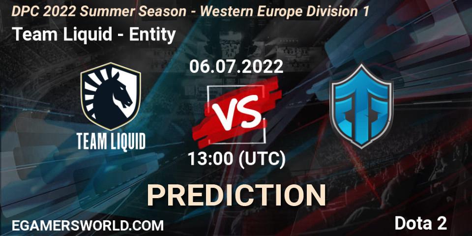 Team Liquid contre Entity : prédiction de match. 06.07.2022 at 12:56. Dota 2, DPC WEU 2021/2022 Tour 3: Division I