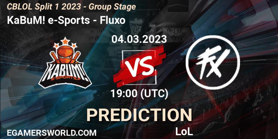 KaBuM! e-Sports contre Fluxo : prédiction de match. 04.03.2023 at 20:10. LoL, CBLOL Split 1 2023 - Group Stage