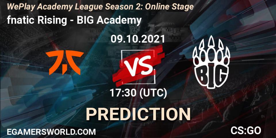fnatic Rising contre BIG Academy : prédiction de match. 09.10.2021 at 17:30. Counter-Strike (CS2), WePlay Academy League Season 2: Online Stage