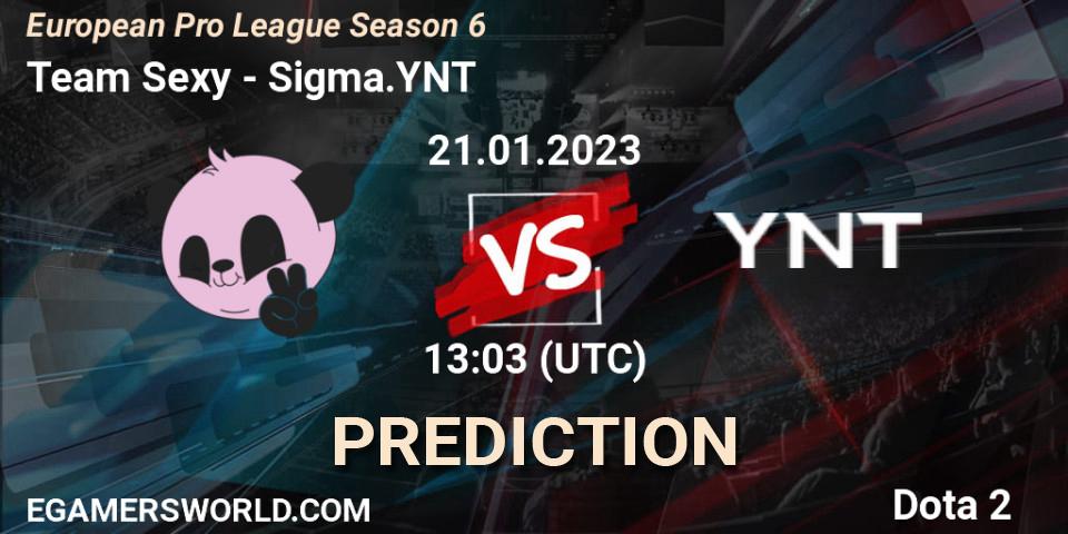 Team Sexy contre Sigma.YNT : prédiction de match. 21.01.2023 at 14:18. Dota 2, European Pro League Season 6