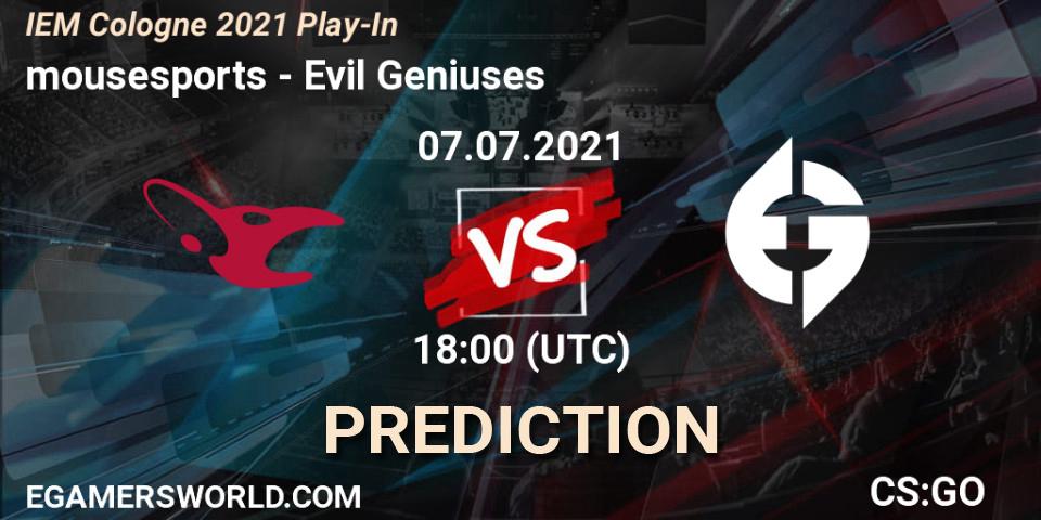 mousesports contre Evil Geniuses : prédiction de match. 07.07.21. CS2 (CS:GO), IEM Cologne 2021 Play-In