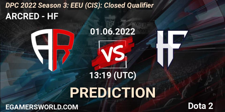 ARCRED contre HF : prédiction de match. 01.06.2022 at 13:19. Dota 2, DPC 2022 Season 3: EEU (CIS): Closed Qualifier