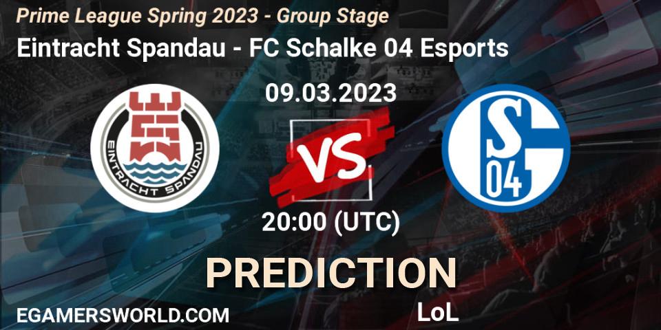 Eintracht Spandau contre FC Schalke 04 Esports : prédiction de match. 09.03.23. LoL, Prime League Spring 2023 - Group Stage