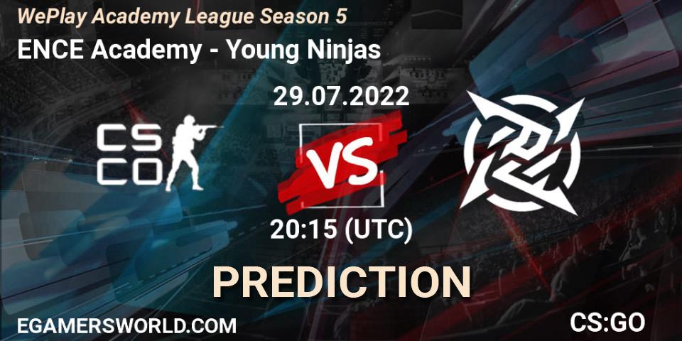 ENCE Academy contre Young Ninjas : prédiction de match. 29.07.2022 at 17:30. Counter-Strike (CS2), WePlay Academy League Season 5