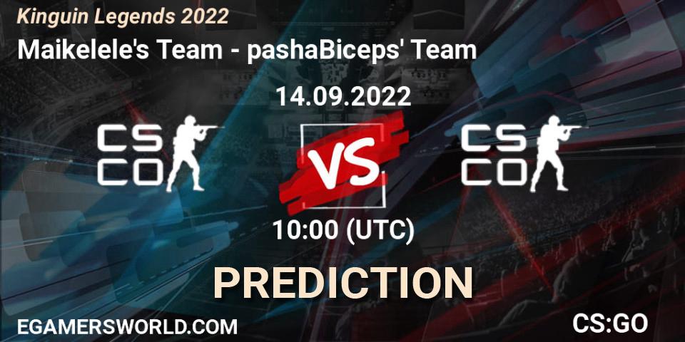 Maikelele's Team contre pashaBiceps' Team : prédiction de match. 14.09.2022 at 10:10. Counter-Strike (CS2), Kinguin Legends 2022
