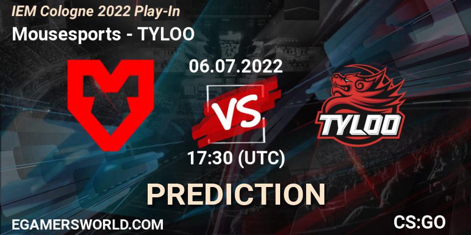 Mousesports contre TYLOO : prédiction de match. 06.07.2022 at 18:20. Counter-Strike (CS2), IEM Cologne 2022 Play-In