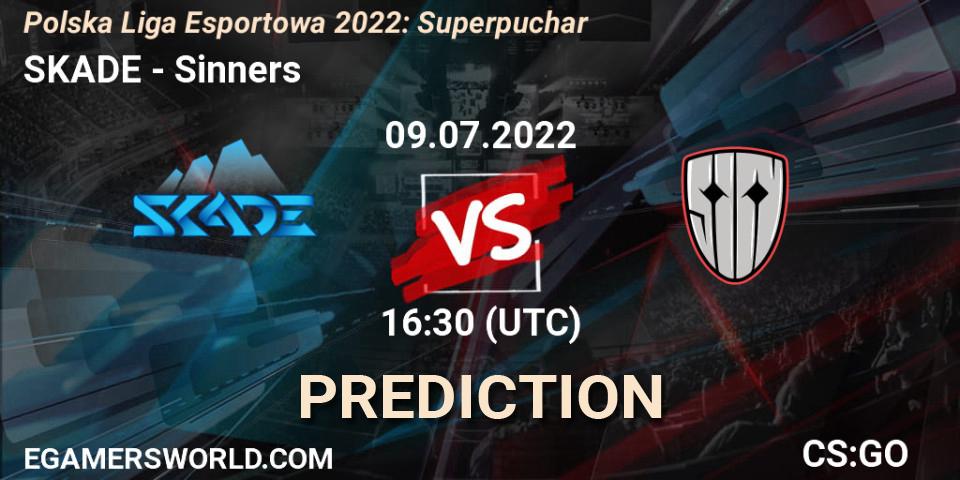 SKADE contre Sinners : prédiction de match. 09.07.2022 at 17:00. Counter-Strike (CS2), Polska Liga Esportowa 2022: Superpuchar