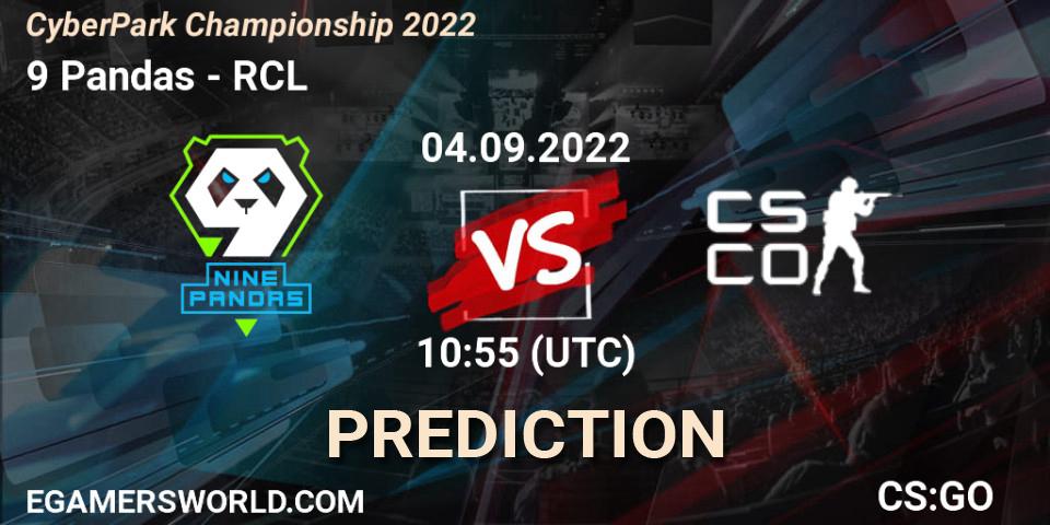9 Pandas contre RCL : prédiction de match. 03.09.2022 at 17:20. Counter-Strike (CS2), CyberPark Championship 2022