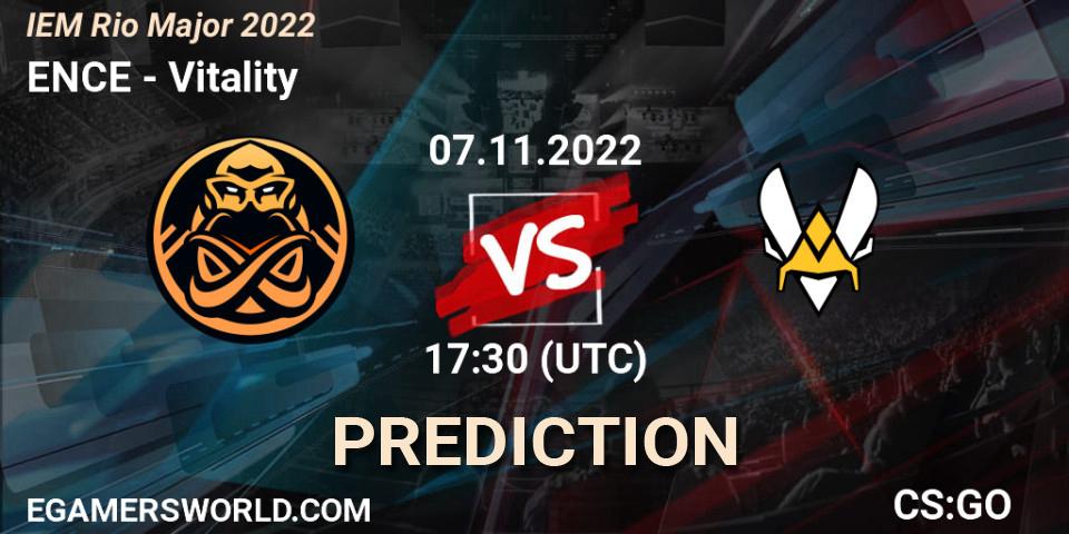 ENCE contre Vitality : prédiction de match. 07.11.2022 at 17:30. Counter-Strike (CS2), IEM Rio Major 2022