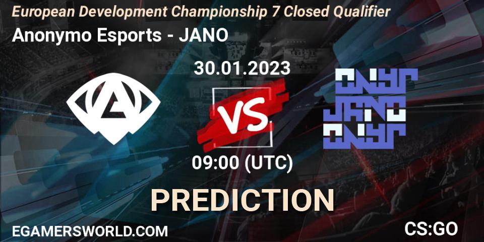 Anonymo Esports contre JANO : prédiction de match. 30.01.23. CS2 (CS:GO), European Development Championship 7 Closed Qualifier