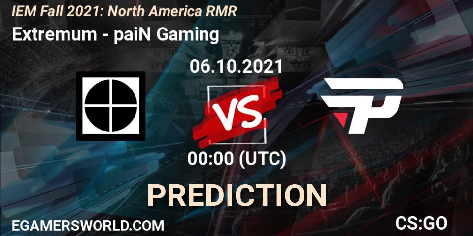 Extremum contre paiN Gaming : prédiction de match. 06.10.21. CS2 (CS:GO), IEM Fall 2021: North America RMR