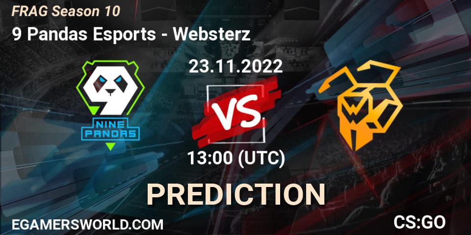 9 Pandas Esports contre Websterz : prédiction de match. 23.11.2022 at 14:20. Counter-Strike (CS2), FRAG Season 10