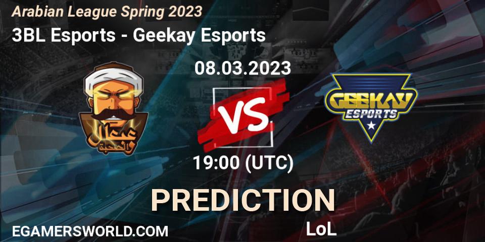 3BL Esports contre Geekay Esports : prédiction de match. 15.02.23. LoL, Arabian League Spring 2023