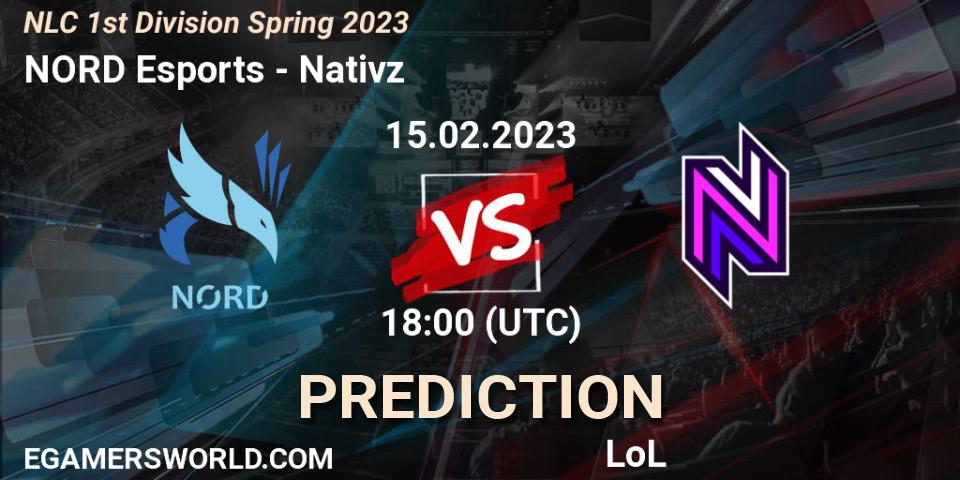 NORD Esports contre Nativz : prédiction de match. 15.02.2023 at 18:00. LoL, NLC 1st Division Spring 2023