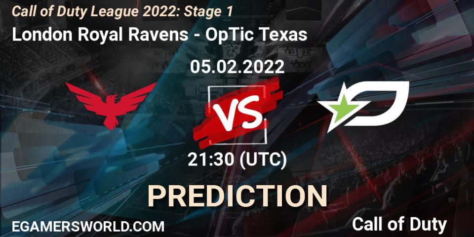 London Royal Ravens contre OpTic Texas : prédiction de match. 05.02.22. Call of Duty, Call of Duty League 2022: Stage 1