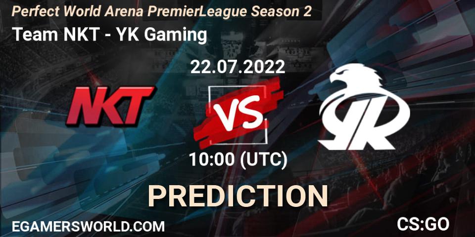 Team NKT contre YK Gaming : prédiction de match. 22.07.2022 at 10:10. Counter-Strike (CS2), Perfect World Arena Premier League Season 2