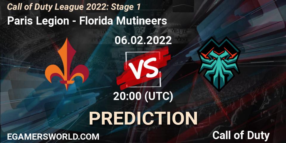 Paris Legion contre Florida Mutineers : prédiction de match. 06.02.2022 at 20:00. Call of Duty, Call of Duty League 2022: Stage 1