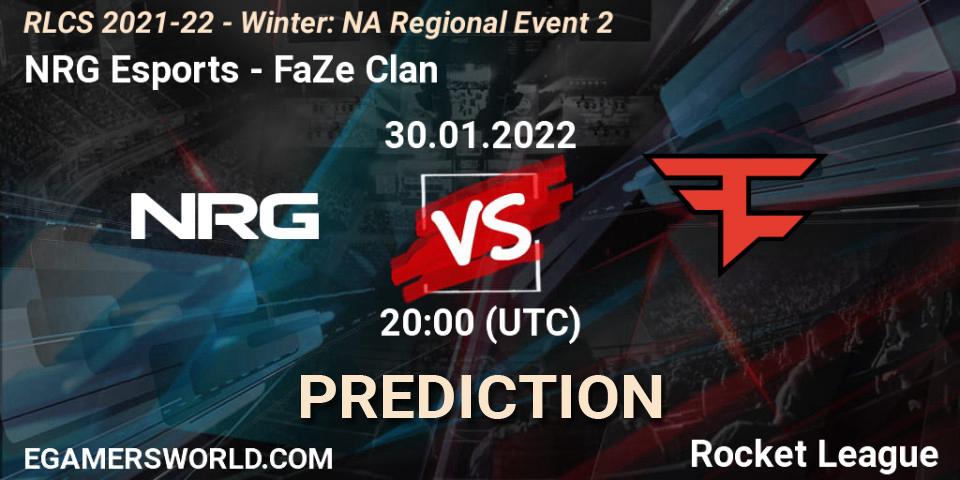 NRG Esports contre FaZe Clan : prédiction de match. 30.01.2022 at 20:00. Rocket League, RLCS 2021-22 - Winter: NA Regional Event 2