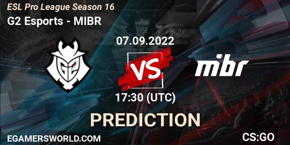 G2 Esports contre MIBR : prédiction de match. 07.09.2022 at 17:30. Counter-Strike (CS2), ESL Pro League Season 16