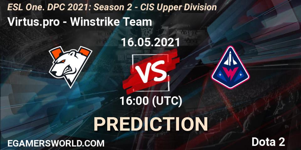 Virtus.pro contre Winstrike Team : prédiction de match. 16.05.2021 at 17:17. Dota 2, ESL One. DPC 2021: Season 2 - CIS Upper Division