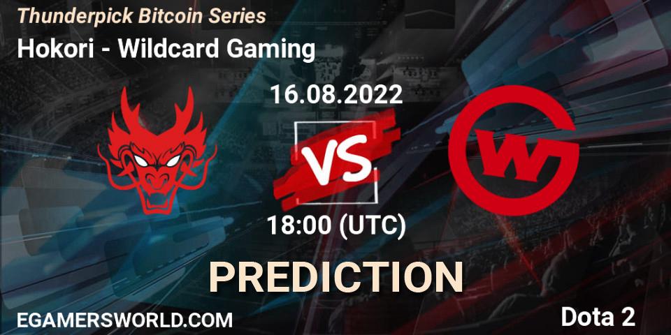 Hokori contre Wildcard Gaming : prédiction de match. 16.08.22. Dota 2, Thunderpick Bitcoin Series