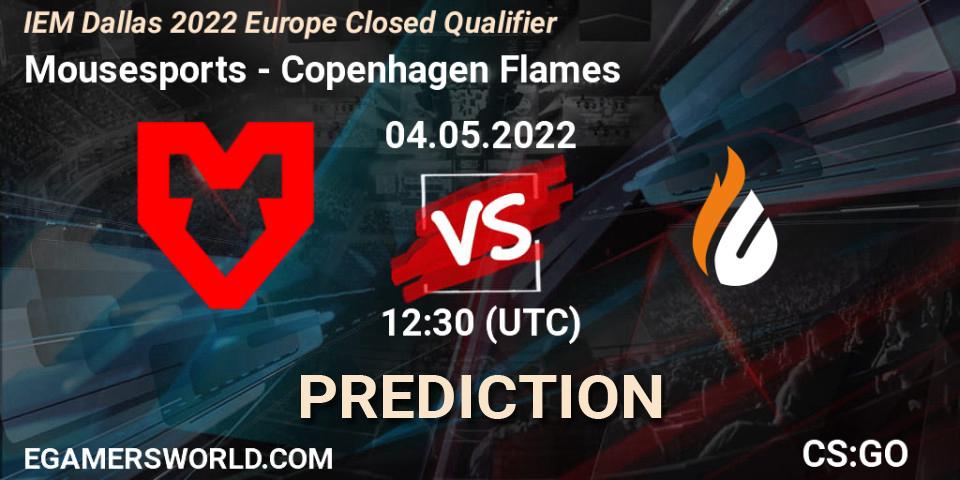 Mousesports contre Copenhagen Flames : prédiction de match. 04.05.2022 at 12:30. Counter-Strike (CS2), IEM Dallas 2022 Europe Closed Qualifier