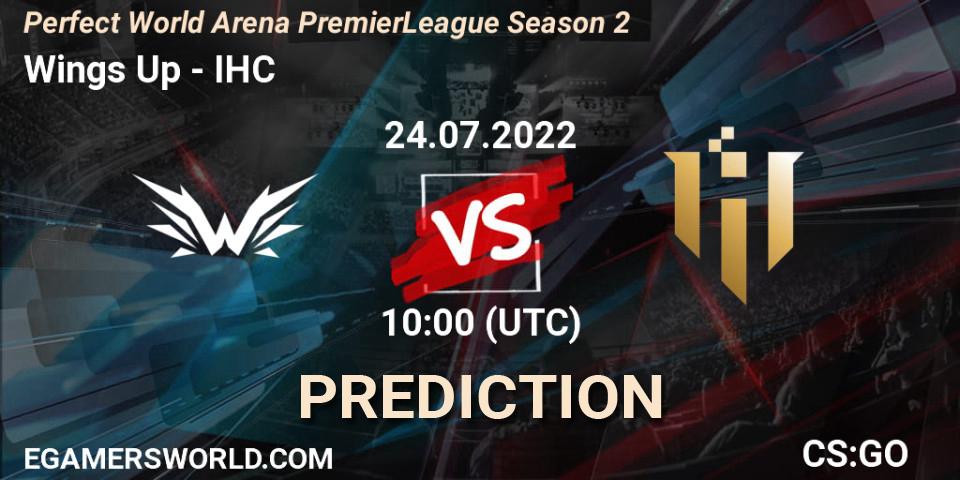 Wings Up contre IHC : prédiction de match. 24.07.2022 at 10:00. Counter-Strike (CS2), Perfect World Arena Premier League Season 2
