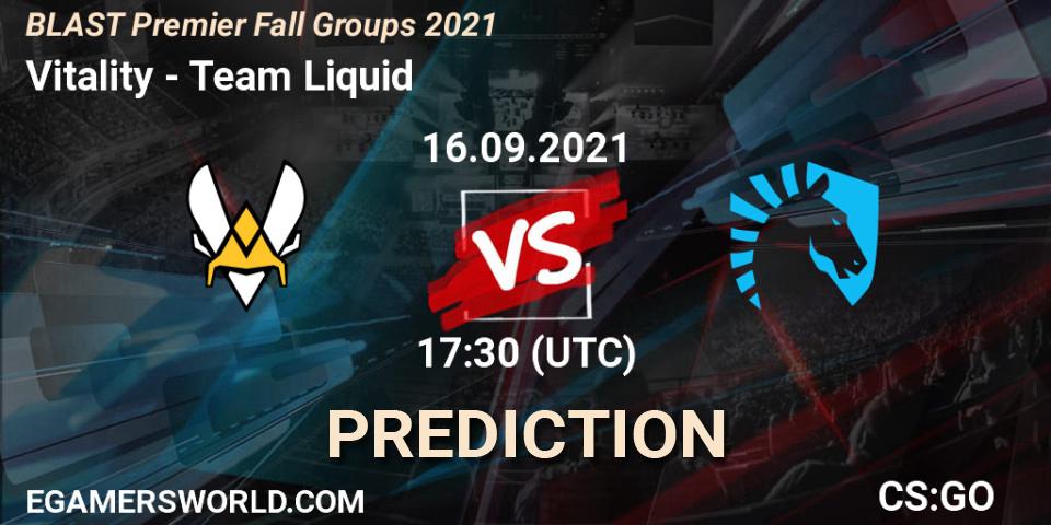 Vitality contre Team Liquid : prédiction de match. 16.09.2021 at 17:30. Counter-Strike (CS2), BLAST Premier Fall Groups 2021