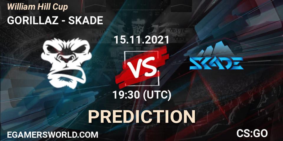 GORILLAZ contre SKADE : prédiction de match. 15.11.2021 at 19:30. Counter-Strike (CS2), William Hill Cup