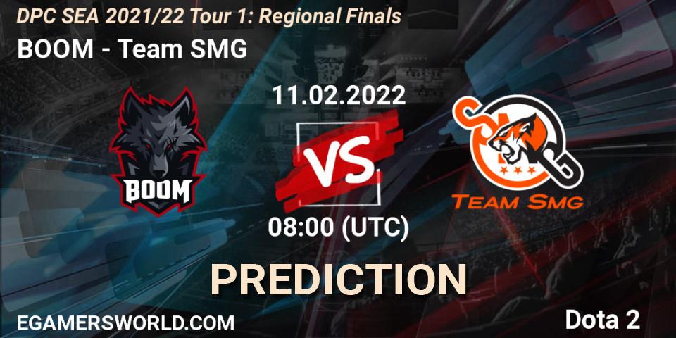 BOOM contre Team SMG : prédiction de match. 11.02.2022 at 07:23. Dota 2, DPC SEA 2021/22 Tour 1: Regional Finals