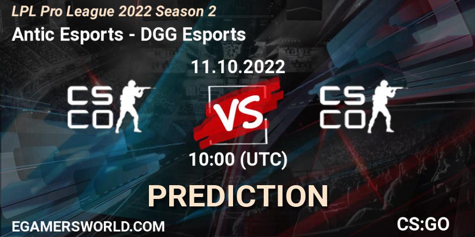 Antic Esports contre DGG Esports : prédiction de match. 11.10.2022 at 10:00. Counter-Strike (CS2), LPL Pro League 2022 Season 2