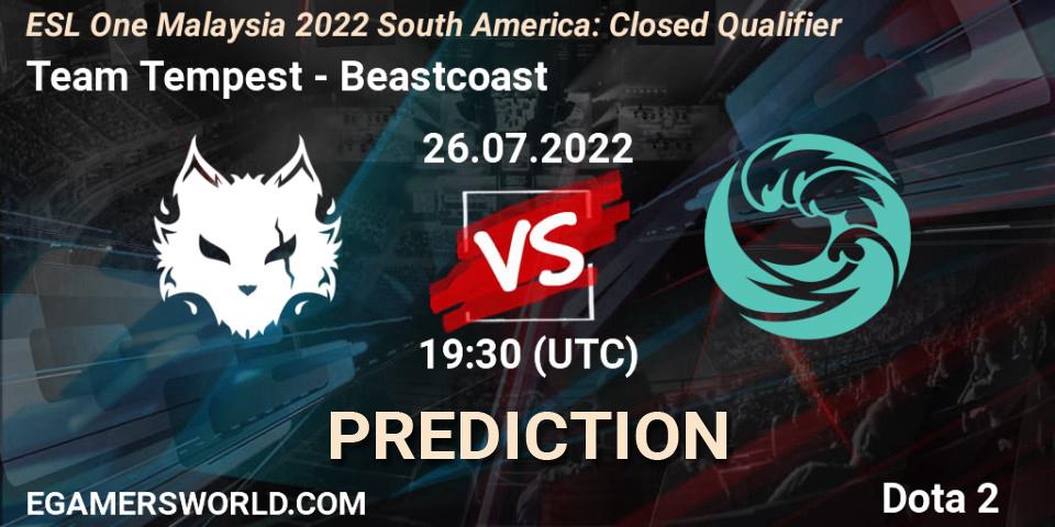 Team Tempest contre Beastcoast : prédiction de match. 26.07.2022 at 19:34. Dota 2, ESL One Malaysia 2022 South America: Closed Qualifier