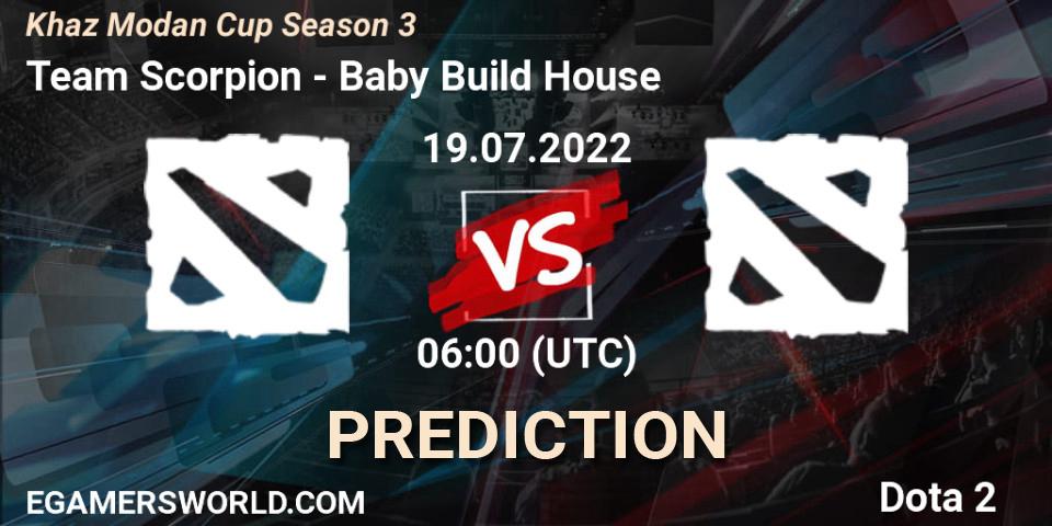 Team Scorpion contre Baby Build House : prédiction de match. 19.07.2022 at 05:57. Dota 2, Khaz Modan Cup Season 3