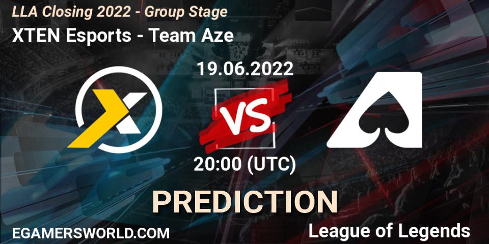 XTEN Esports contre Team Aze : prédiction de match. 19.06.2022 at 23:30. LoL, LLA Closing 2022 - Group Stage