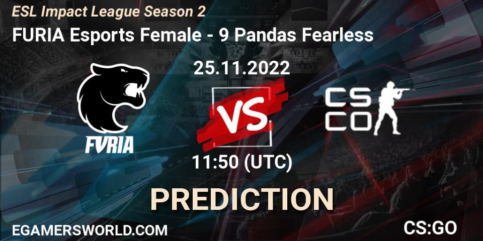FURIA Esports Female contre NOFEAR5 : prédiction de match. 25.11.2022 at 11:50. Counter-Strike (CS2), ESL Impact League Season 2