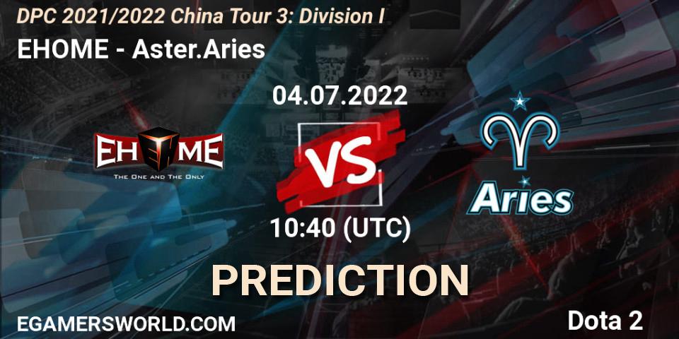 EHOME contre Aster.Aries : prédiction de match. 04.07.2022 at 10:40. Dota 2, DPC 2021/2022 China Tour 3: Division I