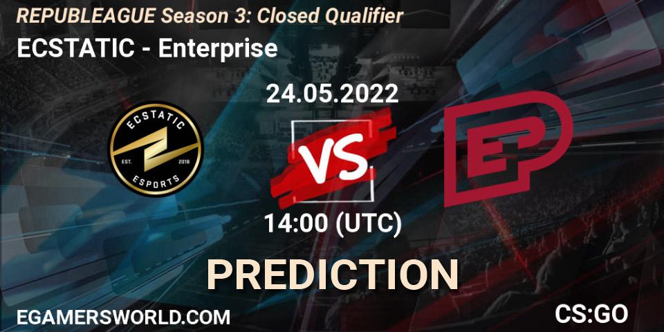 ECSTATIC contre Enterprise : prédiction de match. 24.05.2022 at 14:00. Counter-Strike (CS2), REPUBLEAGUE Season 3: Closed Qualifier