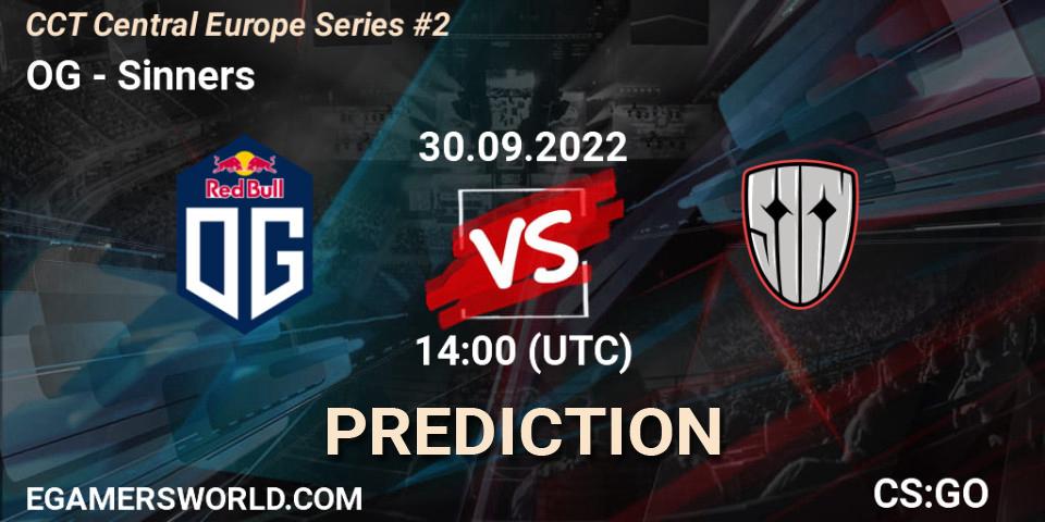 OG contre Sinners : prédiction de match. 30.09.2022 at 14:55. Counter-Strike (CS2), CCT Central Europe Series #2