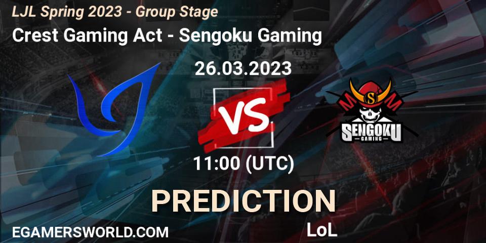 Crest Gaming Act contre Sengoku Gaming : prédiction de match. 26.03.23. LoL, LJL Spring 2023 - Group Stage