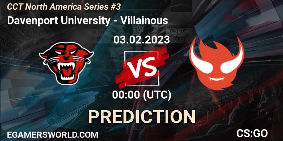 Davenport University contre Villainous : prédiction de match. 03.02.23. CS2 (CS:GO), CCT North America Series #3