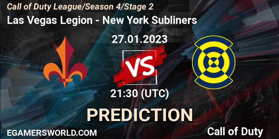 Las Vegas Legion contre New York Subliners : prédiction de match. 27.01.2023 at 21:30. Call of Duty, Call of Duty League 2023: Stage 2 Major Qualifiers