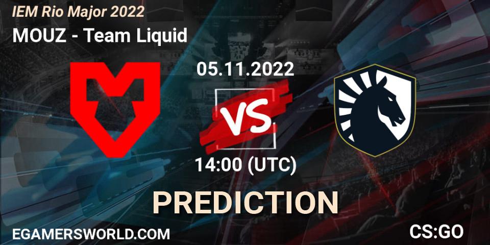 MOUZ contre Team Liquid : prédiction de match. 05.11.2022 at 14:00. Counter-Strike (CS2), IEM Rio Major 2022