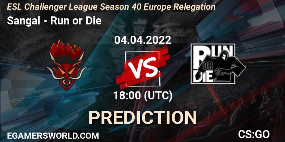 Sangal contre Run or Die : prédiction de match. 04.04.2022 at 17:15. Counter-Strike (CS2), ESL Challenger League Season 40 Europe Relegation