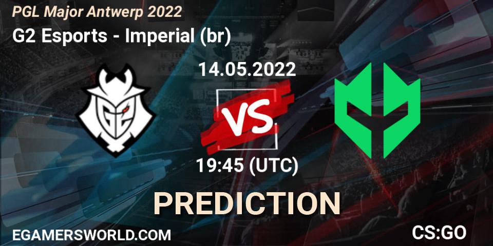 G2 Esports contre Imperial (br) : prédiction de match. 14.05.2022 at 19:10. Counter-Strike (CS2), PGL Major Antwerp 2022