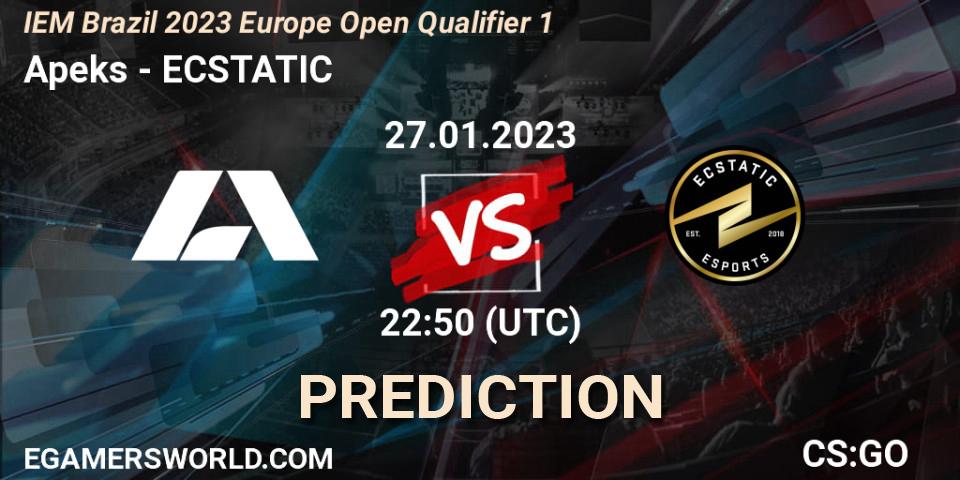 Apeks contre ECSTATIC : prédiction de match. 28.01.23. CS2 (CS:GO), IEM Brazil Rio 2023 Europe Open Qualifier 1