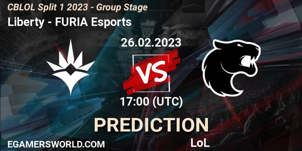 Liberty contre FURIA Esports : prédiction de match. 26.02.2023 at 17:00. LoL, CBLOL Split 1 2023 - Group Stage