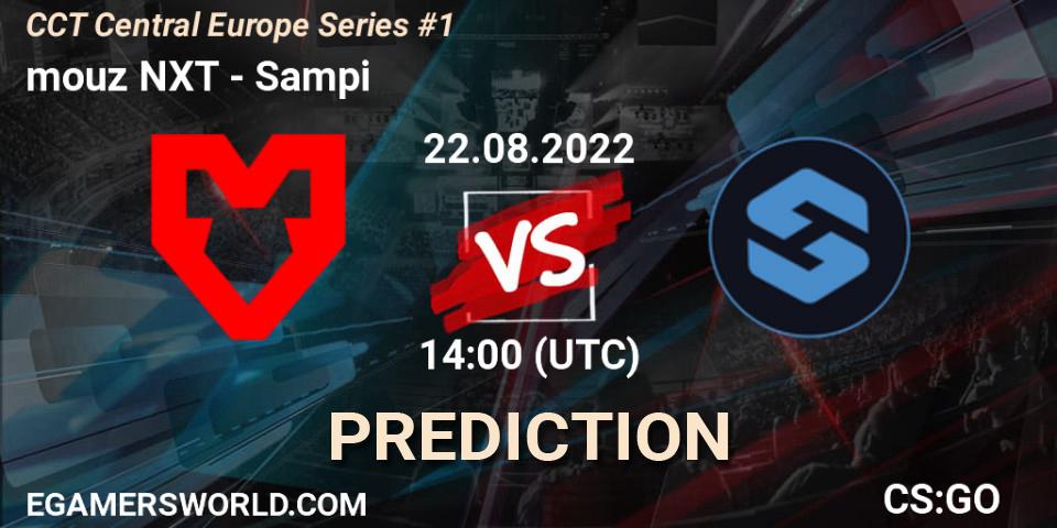 mouz NXT contre Sampi : prédiction de match. 22.08.2022 at 14:45. Counter-Strike (CS2), CCT Central Europe Series #1